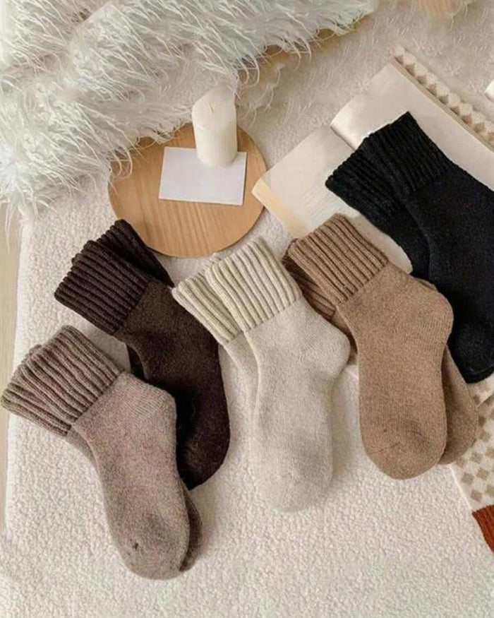 5-Pack Cozy Ribbed Fleece Lined Crew Socks