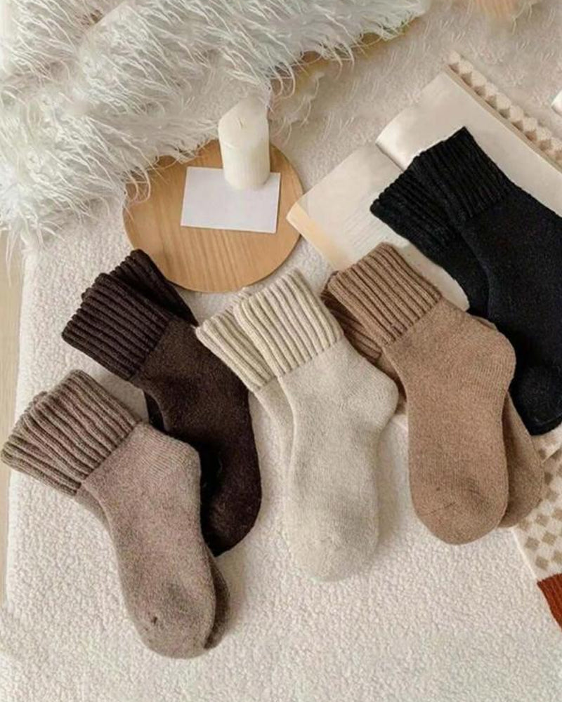 5-Pack Cozy Ribbed Fleece Lined Crew Socks