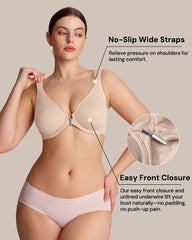 Front Closure Underwire Unlined Back Support Plunge Bra