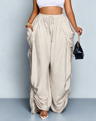 High-Waist Wide Leg Pants with Relaxed Fit