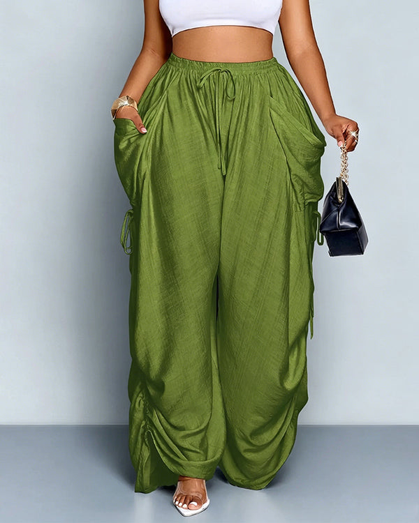 High-Waist Wide Leg Pants with Relaxed Fit