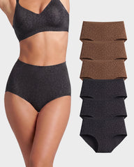 6-Pack High-Waist Seamless Leopard Tummy Control Briefs