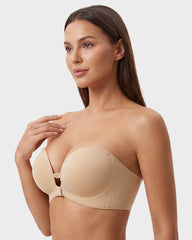 No-Slip Front Closure Strapless Push-Up Bra