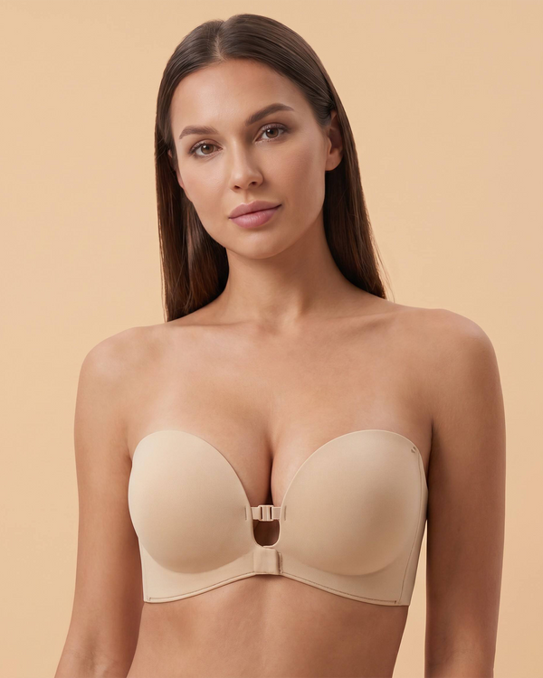 No-Slip Front Closure Strapless Push-Up Bra