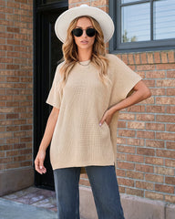 Oversized Ribbed Knit Puff Sleeve Sweater Top