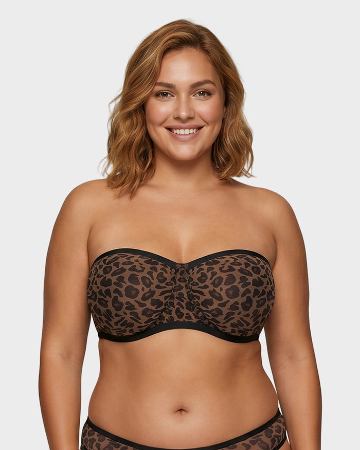 Strapless Mesh Underwire Balconette Bra