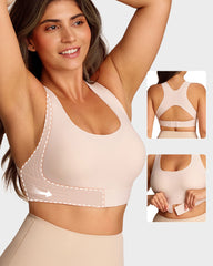 Wireless Posture Support Cross-Back Bra with Front Closure