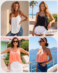Women Flowy Pleated Cami Tank Top - Breeze