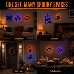 8-PCS Halloween LED Silhouette Lights – Peel & Stick Spooky Window & Wall Decor