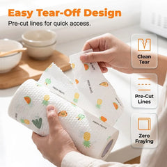 50-Sheet Tear-Off Cleaning Cloth Roll — Reusable & Absorbent